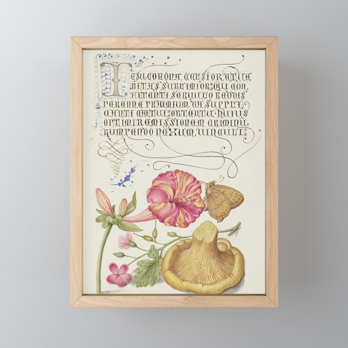 Vintage fruit and vegetables calligraphic poster Framed Mini Art Print