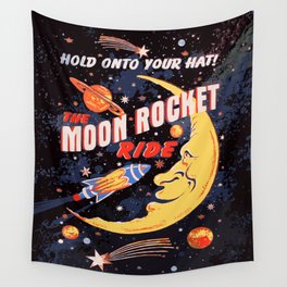 Rocket Moon Ride (vintage) Wall Tapestry