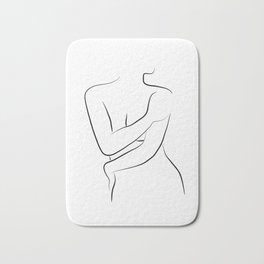 Female Body Line Art - Oh Hana Bath Mat | Ladysketch, Modern, Nude, Minimal, Lineart, Silhouette, Simple, Bathroomartwork, Illustration, Sexybody 