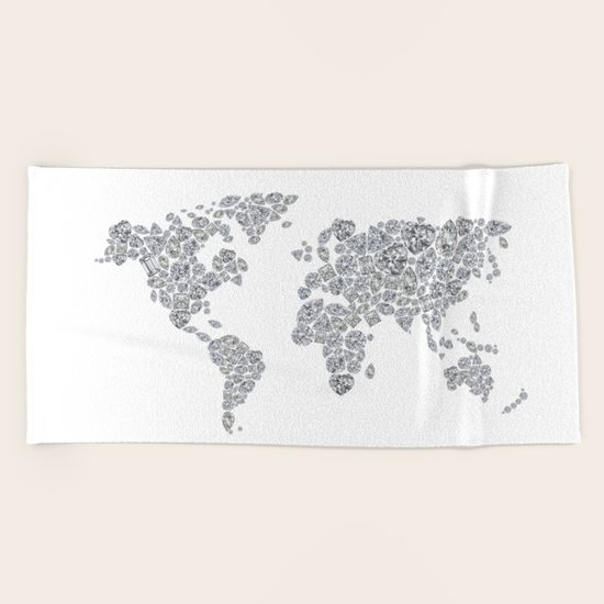 Diamonds World Map Beach Towel
