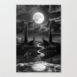 XVIII. The Moon Tarot Card Illustration Canvas Print