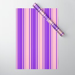 [ Thumbnail: Purple & Pink Colored Stripes/Lines Pattern Wrapping Paper ]