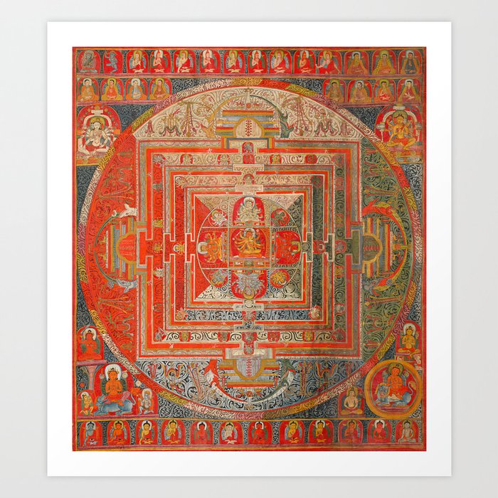 Tibetan Buddhist Mandala Manjuvajra 43 Deities Art Print