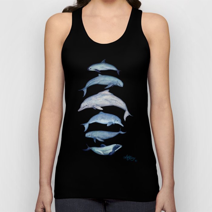 "Rare Cetaceans" by Amber Marine - Watercolor dolphins and porpoises - (Copyright 2017) Tank Top