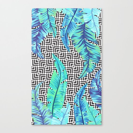 turquoise tropical leaves Canvas Print