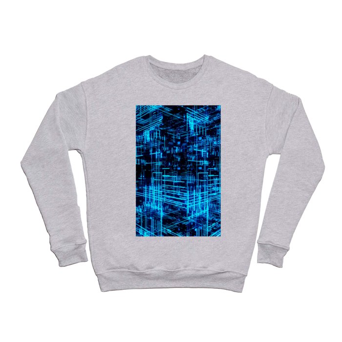 Super Grid 3D Abstract Metaverse -Blue- Crewneck Sweatshirt