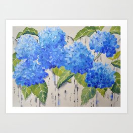 Picket Fence Hydrangeas Art Print