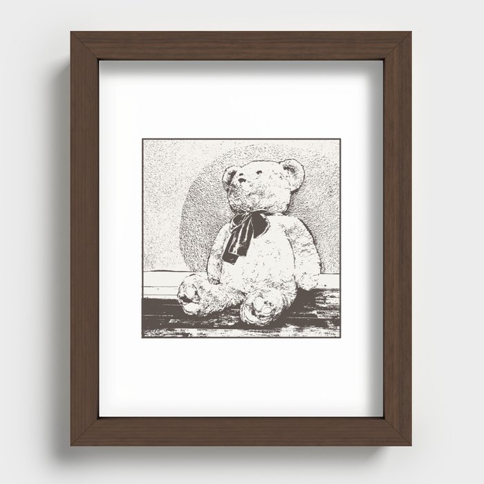 Vinatge Teddy Bear Print Recessed Framed Print