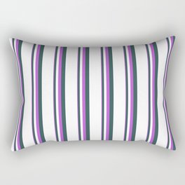 [ Thumbnail: Orchid, Dark Slate Gray & White Colored Stripes/Lines Pattern Rectangular Pillow ]