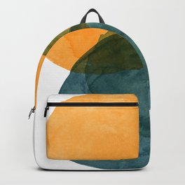 Watercolor Circles in Autumn Shades of Mustard and Teal Backpack | Curated, Painting, Understated, Minimal, Simple, Shape, Organic, Pretty, Watercolor, Shapes 