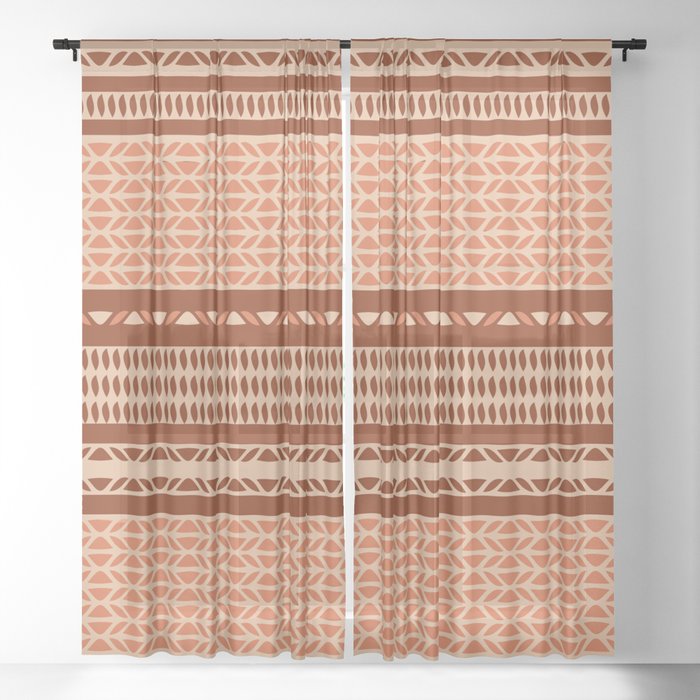 Ethnic African Tribal Brown And Pink Pattern Sheer Curtain By Annalemos Society6