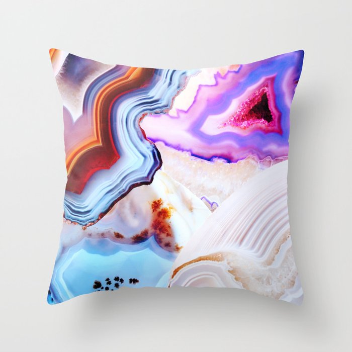 Agate, a vivid Metamorphic rock on Fire Throw Pillow