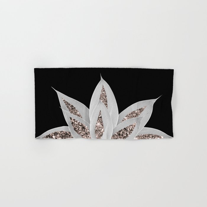 Gray Agave with Rose Gold Glitter #2 (Faux Glitter) #shiny #tropical #decor #art #society6 Hand & Bath Towel