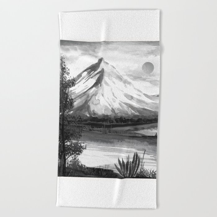 Black and white landscape 2 Beach Towel