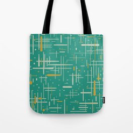 Mid-Century Modern Kinetikos Pattern in Teal Blue Green, Mustard Gold, and Celadon Tote Bag