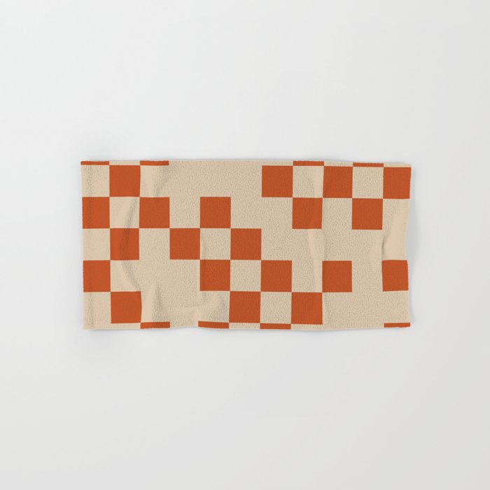 Checked in Burnt Orange Hand Bath Towel by apricot birch Society6