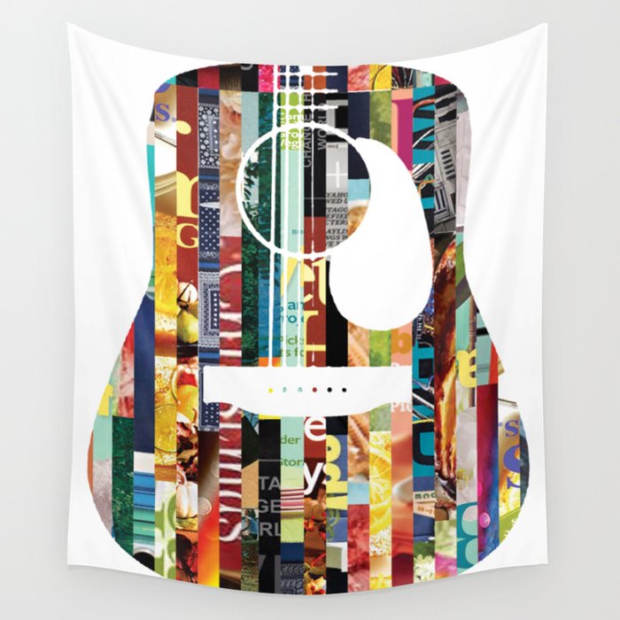 Acoustic Guitar | Magazine Strip Art Wall Tapestry