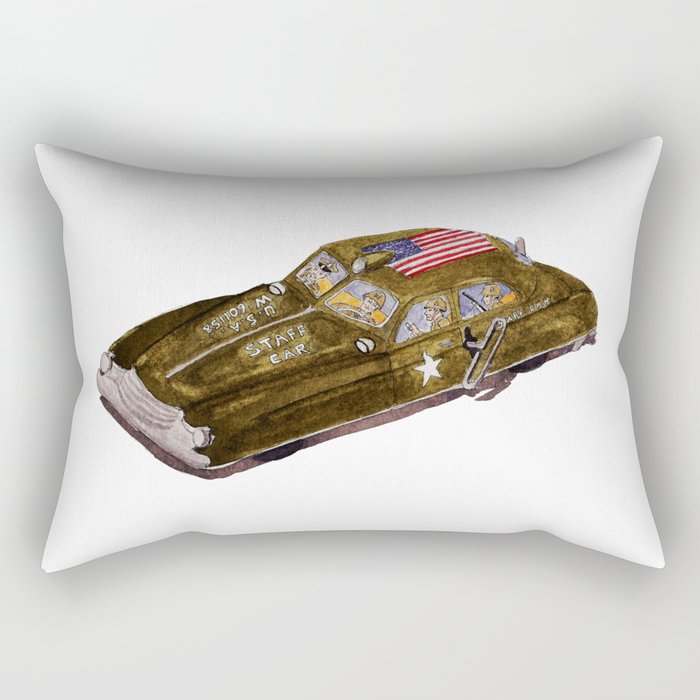 Dick Tracy Era Wind-up Toy Army Car Rectangular Pillow