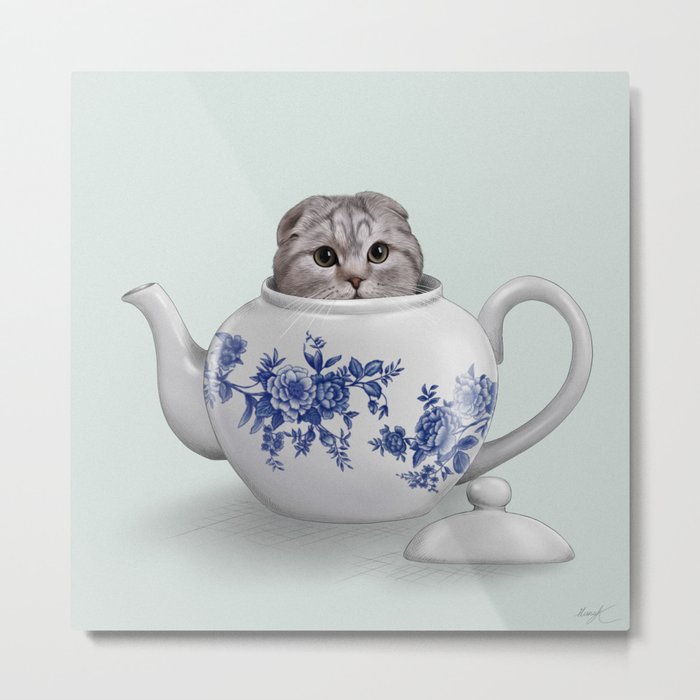 Tea-Cat Metal Print