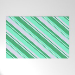 [ Thumbnail: Lavender, Sea Green & Aquamarine Colored Lines Pattern Welcome Mat ]