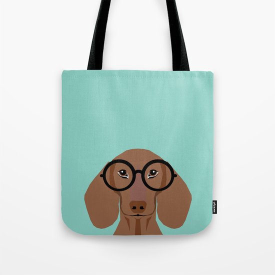 Remy - Daschund with Fashion glasses, hipster glasses, hipster dog, doxie, Tote Bag