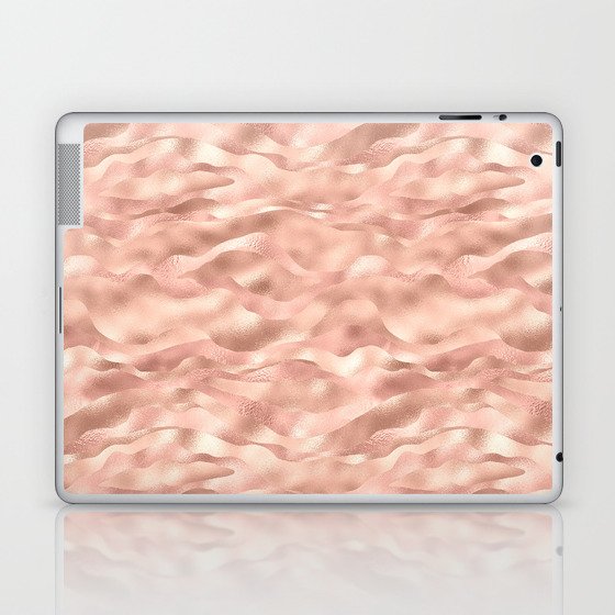 Glam Rose Gold Metallic Waves Texture Laptop & iPad Skin