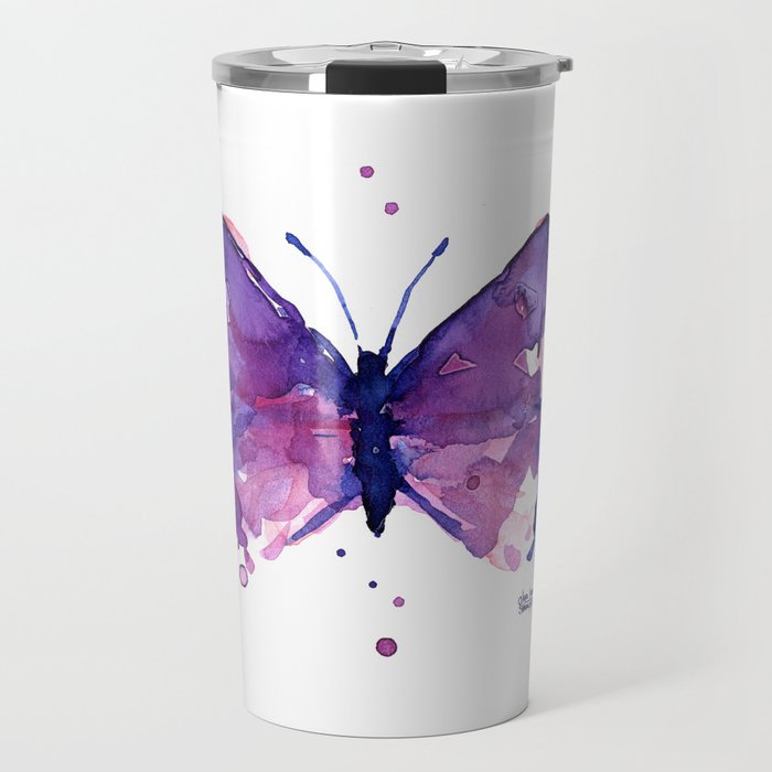 Butterfly Purple Watercolor Animal Travel Mug