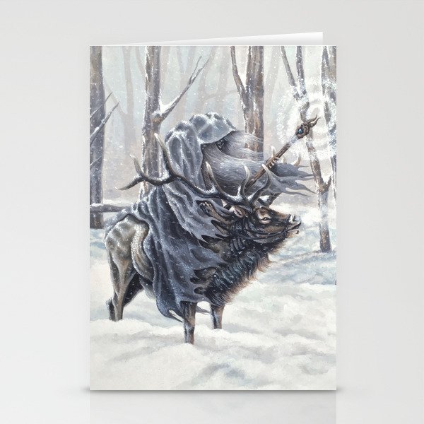 Wizard Riding An Elk In The Snow Stationery Cards By Wailingwizard