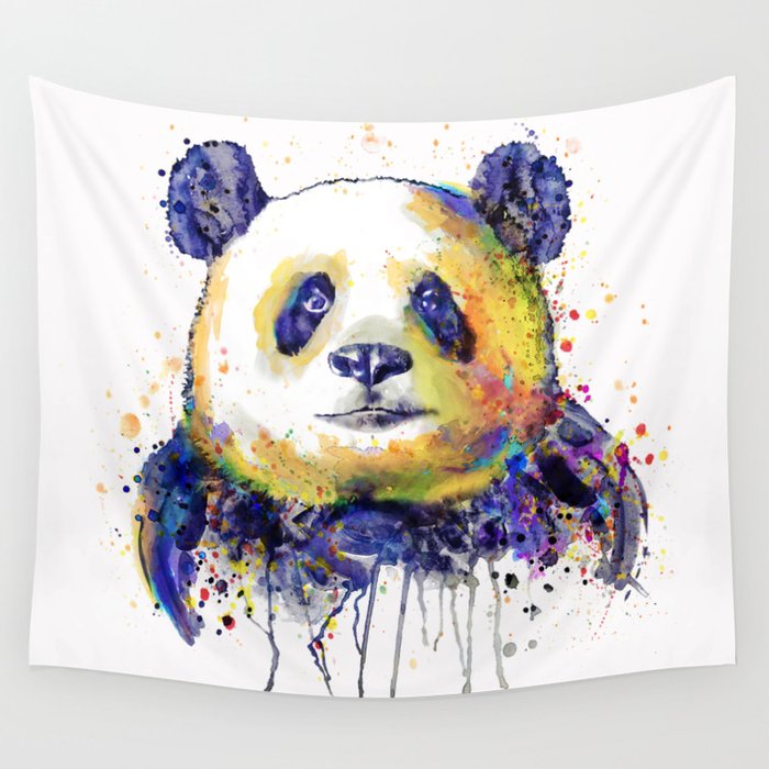 Colorful Panda Head Wall Tapestry