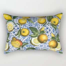 Portuguese Vintage Summer Tiles And Lemons Rectangular Pillow
