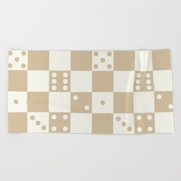 Checkered Dice Pattern (Creamy Milk & Milk Caramel Color Palette) Beach Towel