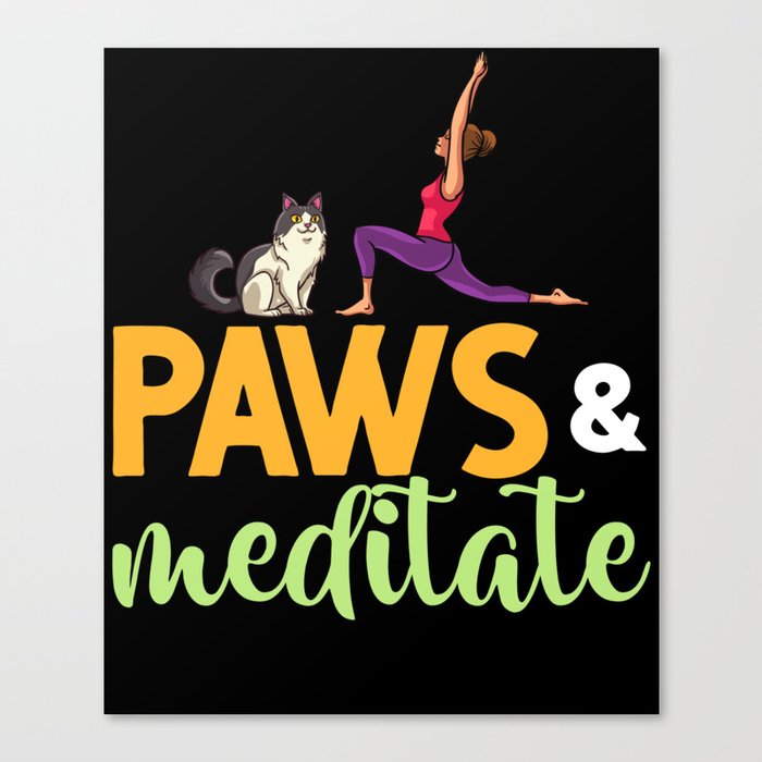Yoga Cat Beginner Workout Poses Quotes Meditation Canvas Print