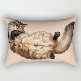 Cute Siberian cat lies tummy up Rectangular Pillow