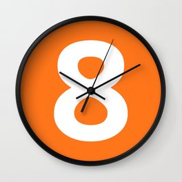 Number 8 (White & Orange) Wall Clock