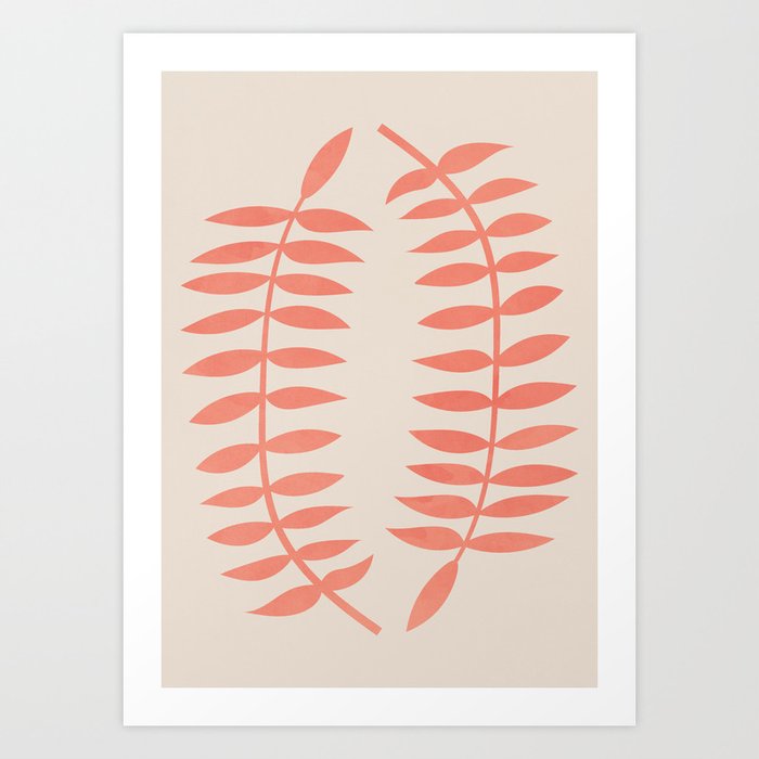 Symmetrical Leaves Pink Art Print