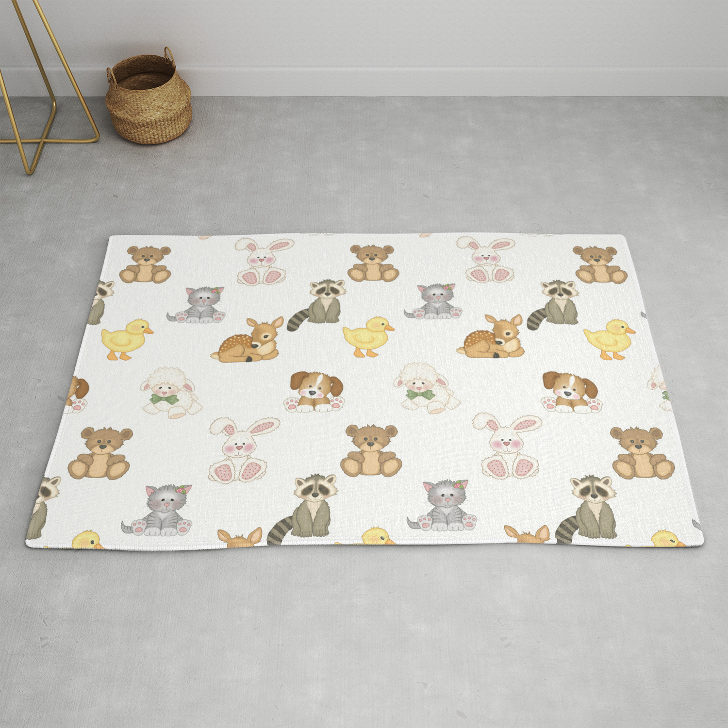 Cute Woodland Farm Baby Animals Nursery Rug By Decampstudios Society6 Cute Woodland Farm Baby Animals Nursery Rug By Decampstudios Society6