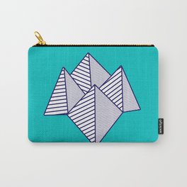 Paku Paku, navy lines on turquoise Carry-All Pouch | Graphic Design, Architecture, Vector 