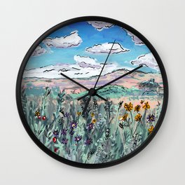 Colorado Plains Landscape Illustration Wall Clock
