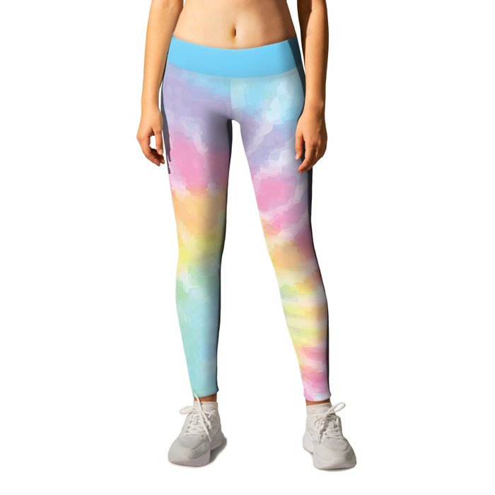Pastel Rainbow Leggings, Tie Dye Leggings, Pastel Yoga Pants