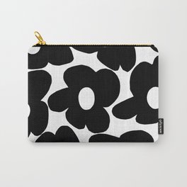 Black Retro Flowers White Background #decor #society6 #buyart Carry-All Pouch