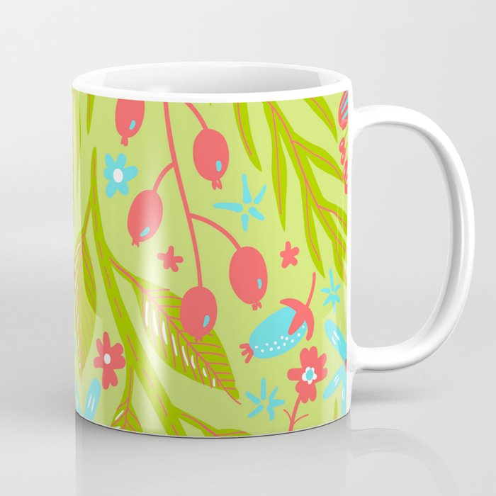 Colourful Hand Drawn Plant Pattern Coffee Mug