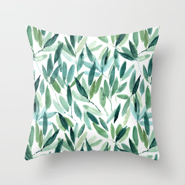 Nature vibes - watercolor leaves Throw Pillow