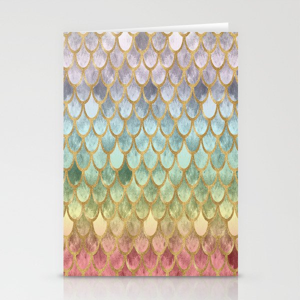 Rainbow Marble Mermaid Scales Stationery Cards