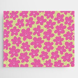 Happy Baby New Year Flowers - pink and lime Jigsaw Puzzle