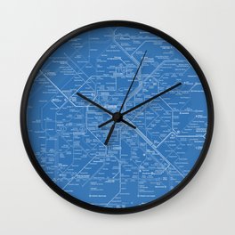Paris Metro Map - Blue Wall Clock