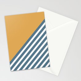 Color Block & Stripes Geometric Print, Yellow, Blue and White Stationery Card