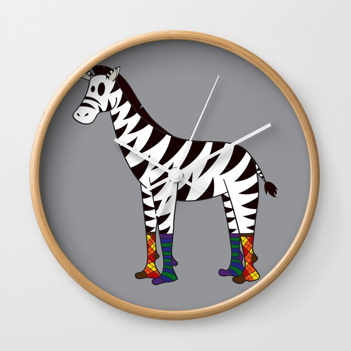 Zebra Socks Wall Clock
