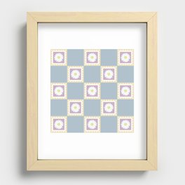 Minimal checkerboard postage stamp daisy pattern 4 Recessed Framed Print