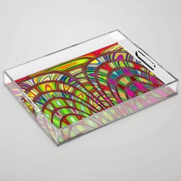 Colorful Neon Bright Abstract Line Art Acrylic Tray