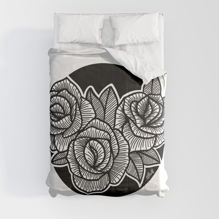 Line Work Rose Trio Comforter